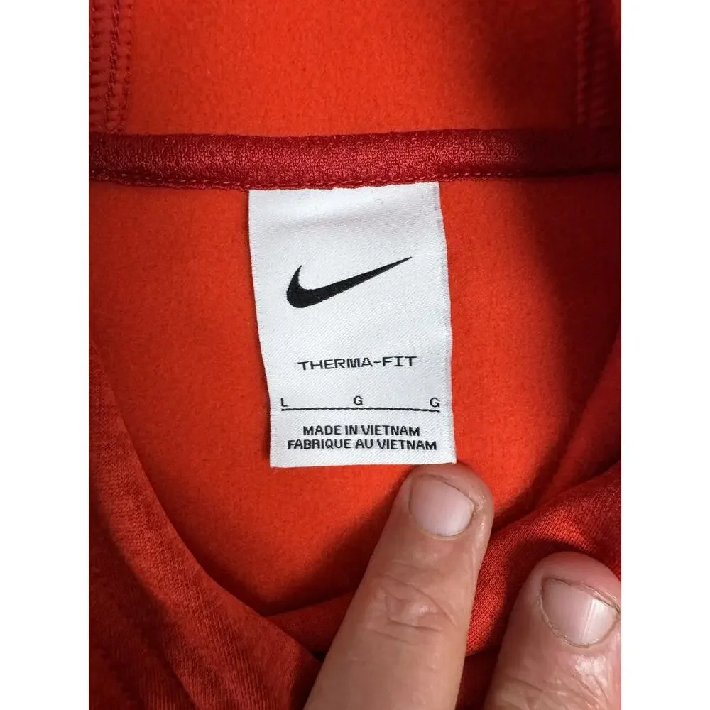 Nike Therma-FIT Boys Large Red Pullover Hoodie Baseball Swoosh Fleece